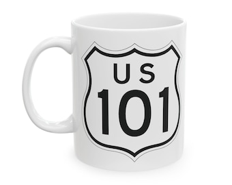 Caneca de cerâmica Highway 101: presente retrô para viagem