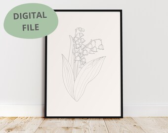 Impresión artística de lirio de los valles / Flor de nacimiento de mayo (descarga digital)