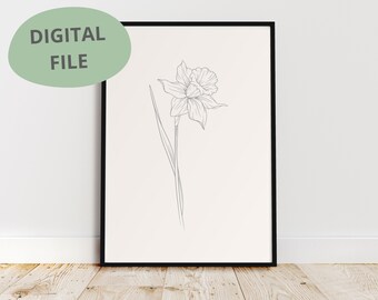 Narcissus Line Art Print | December Birth Flower (Digital Download)