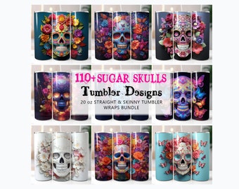 110+ Sugar Skull Tumbler Designs, Day Of The Dead PNG (Digital Download)