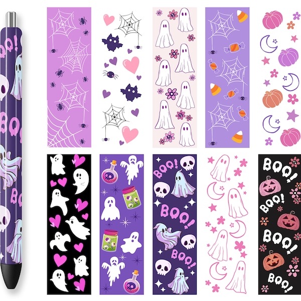 Halloween Ghost Pen Wraps Bundle, Spooky Pen Decoration (Digital Download)