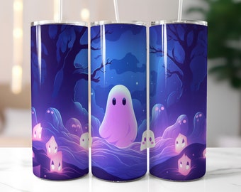 Halloween Ghost Tumbler Wrap PNG, Spooky 20 oz Design (Digital Download)