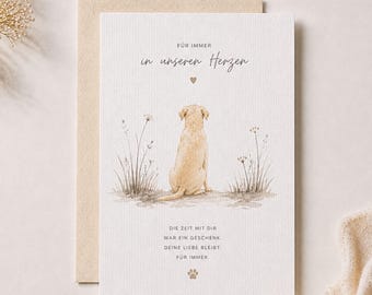 Trauerkarte Golden Retriever, Beileidskarte Hund Verlust – Dog Sympathy Card Golden Retriever – Minimalistische Trauerkarte