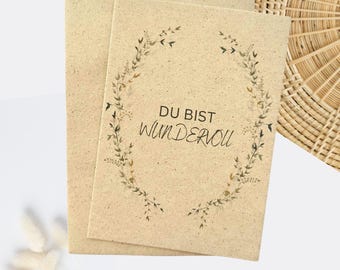 Karte kleine Aufmerksamkeit, Du bist wundervoll | Grußkarte Freundschaft | Geburtstagskarte | Geschenk, Einfach so, Kompliment