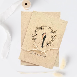 Graspapier Klappkarte mit Umschlag - Hochzeitskarte