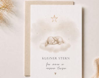 Sternenkind Karte – Trauerkarte Baby, Kleiner Stern, Fehlgeburt Karte, Beileidskarte Kind, Aquarell Karte, nachhaltig