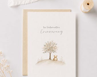 Trauerkarte Kind | Erinnerungskarte Eltern | Minimalistische Beileidskarte Aquarellkarte Bär | Sternenkind