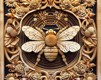Archivo de grabado láser de abeja 3D: Diseño de insectos silvestres (PNG, SVG)