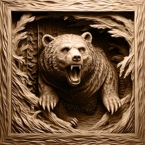 Laser Burn PNG | 3D Illusion | Engrave | Laser Ready |  Lightburn File | Digital Design File |  Wildlife - Bear 6