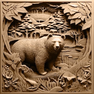 Laser Burn PNG | 3D Illusion | Engrave | Laser Ready |  Lightburn File | Digital Design File |  Wildlife - Bear 4