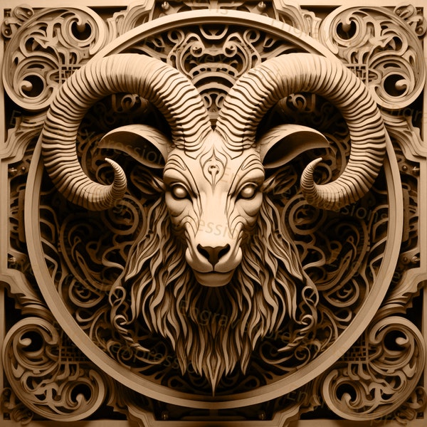 Laser Burn PNG | 3D Illusion | Engrave | Laser Ready |  Lightburn File | Digital Design File |  Aries - Capricorn