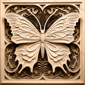 Laserbrand PNG | 3D illusie | Graveren | Laserklaar | Lightburn-bestand | Digitaal ontwerpbestand | Dieren in het wild - Insect - Vlinder 2