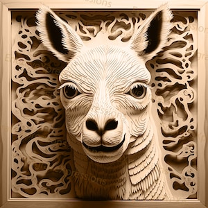 Laser Burn PNG | 3D Illusion | Engrave | Laser Ready |  Lightburn File | Digital Design File |  Wildlife - Llama 2