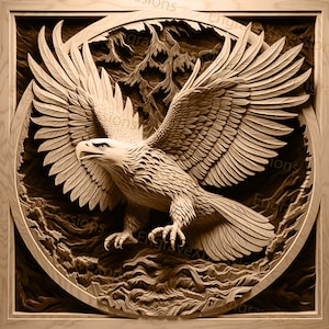 Laser Burn PNG | 3D Illusion | Engrave | Laser Ready |  Lightburn File | Digital Design File |  Wildlife - Eagle 4