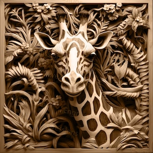 Laser Burn PNG | 3D Illusion | Engrave | Laser Ready |  Lightburn File | Digital Design File |  Wildlife - Giraffe 5