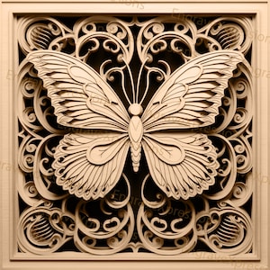 Laser Burn PNG | 3D Illusion | Engrave | Laser Ready |  Lightburn File | Digital Design File |  Wildlife - Insect - Butterfly