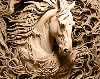 Laser Burn PNG | 3D Illusion | Engrave | Laser Ready |  Lightburn File | Digital Design File |  Wildlife - Horse