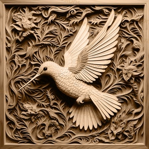 Laser Burn PNG | 3D Illusion | Engrave | Laser Ready |  Lightburn File | Digital Design File |  Wildlife - Colibri - Hummingbird