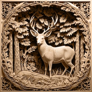 Laser Burn PNG | 3D Illusion | Engrave | Laser Ready |  Lightburn File | Digital Design File |  Wildlife - Animal - Deer 3