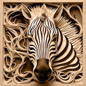 Laser Burn PNG | 3D Illusion | Engrave | Laser Ready |  Lightburn File | Digital Design File |  Wildlife - Animal - Zebra 4