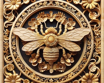 Archivo de grabado láser de abeja 3D: Diseño de insectos silvestres (PNG, SVG)
