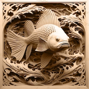 Laser Burn PNG | 3D Illusion | Engrave | Laser Ready |  Lightburn File | Digital Design File |  Wildlife - Fish 2