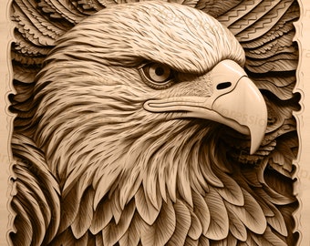 Archivo de grabado láser de águila 3D: Arte de vida silvestre (PNG, SVG)