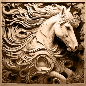 Queima de Laser PNG | Ilusão 3D | Gravar | Pronto para Laser | Arquivo Lightburn | Arquivo de desenho digital | Vida Selvagem - Cavalo 2