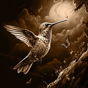 Laser Burn PNG | 3D Illusion | Engrave | Laser Ready |  Lightburn File | Digital Design File |  Hummingbird - Colibri