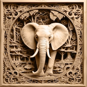 Laser Burn PNG | 3D Illusion | Engrave | Laser Ready |  Lightburn File | Digital Design File |  Wildlife - Elephant 2