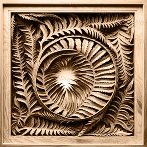 Laser Burn PNG | 3D Illusion | Engrave | Laser Ready |  Lightburn File | Digital Design File |  Botanical - Forest - Fern 1