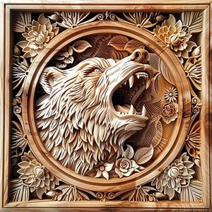 Laser Burn PNG | 3D Illusion | Engrave | Laser Ready |  Lightburn File | Digital Design File |  Wildlife - Bear HQ3