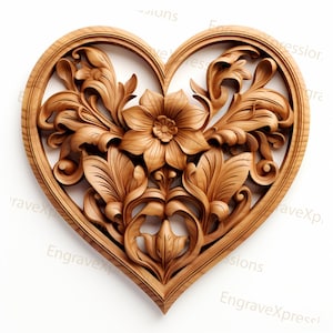 Blumenherz, Hochzeit Valentinstag, Lasergravur PNG-Dateien | 3D Illusion | Gravur | Lichtbrand, X-WERKZEUG, Glowforge, CO2,