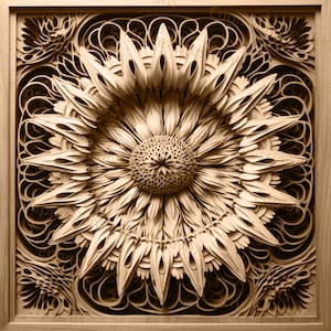 Laser Burn PNG | 3D Illusion | Engrave | Laser Ready |  Lightburn File | Digital Design File |  Botanical - Flower Sunflower