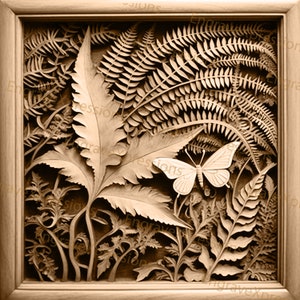 Laser Burn PNG | 3D Illusion | Engrave | Laser Ready |  Lightburn File | Digital Design File |  Botanical - Forest - Fern