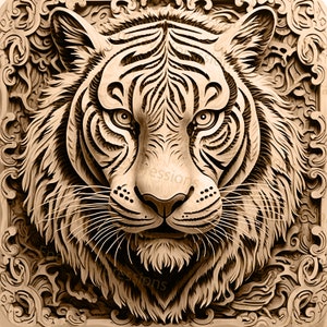 Laser Burn PNG | 3D Illusion | Engrave | Laser Ready |  Lightburn File | Digital Design File |  Wildlife - Animal - Tiger 2