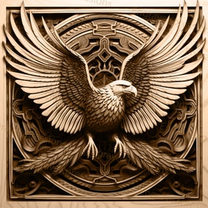 Laser Burn PNG | 3D Illusion | Engrave | Laser Ready |  Lightburn File | Digital Design File |  Wildlife - Eagle 2
