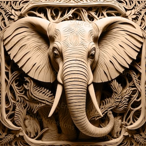 Laser Burn PNG | 3D Illusion | Engrave | Laser Ready |  Lightburn File | Digital Design File |  Wildlife - Elephant 3
