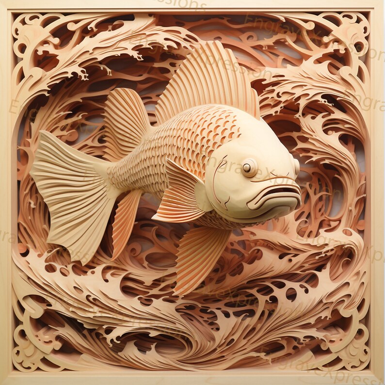 3D Illusion Fish Laser Engrave File: Wildlife PNG, SVG (digital ...