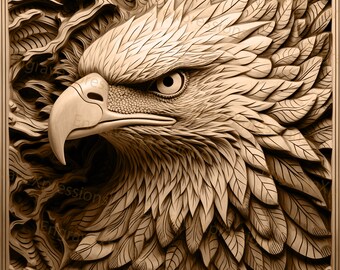 Archivo de grabado láser de águila 3D: Arte de vida silvestre (PNG, SVG)