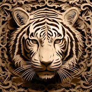 Laser Burn PNG | 3D Illusion | Engrave | Laser Ready |  Lightburn File | Digital Design File |  Wildlife - Animal - Tiger 3