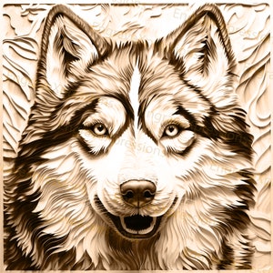 Fichier de gravure laser Husky 3D : animal de compagnie Malamute d'Alaska (PNG, SVG)