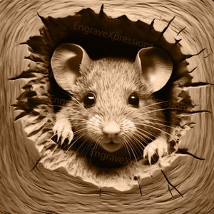 Laser Brennen PNG | 3D Illusion | Gravur | Laserbereit |  Lightburn-Datei | Digitale Designdatei |  Wildtiere - süße Maus 1