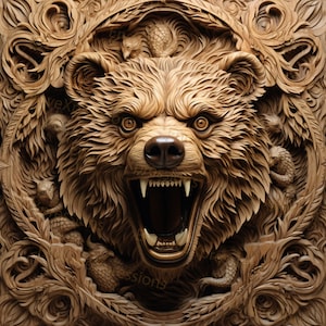 Laser Burn PNG | 3D Illusion | Engrave | Laser Ready |  Lightburn File | Digital Design File |  Wildlife - Bear 1