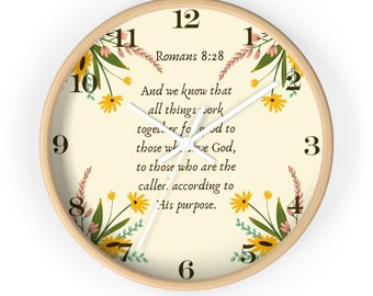 Romans 8:28 Clock Christian Wall Clock Bible Verse Clock Modern Clock Christian Wall Decor Christian Gift Ideas Gift For New Homeowners