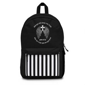 Religious Backpack, Christian Bible Verse Laptop Bag, Jesus Cross Travel Backpack, Christian Gift Idea, John 8:32 Backpack, Faith Backpack