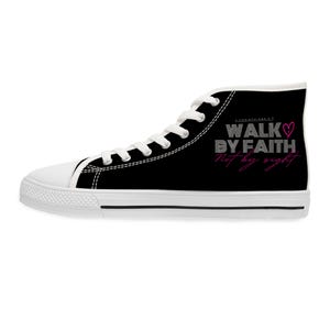 Christian Sneakers Women&#39;s High Top Sneakers Bible Verse Shoes 2 Corinthians 5:7 Walk By Faith Trainers Unique Sneakers Christian Gifts