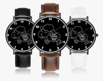 Psalm 23 Christian Watch: Sheep Design, Leather Band