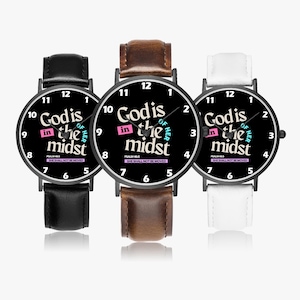 Christian Watch, Stylish Watch, Psalm 46:5 Bible Verse Watch, Faith Leather Strap Watch, Christian Accessories, Faith Jewelry Religious Gift