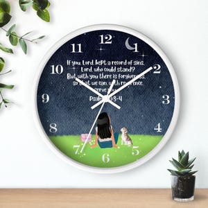 Christian Wall Clock, Psalm 130:3-4 Scripture Clock, Faith Inspired Clock, Christian Housewarming Gift, Inspirational Bible Verse Decor